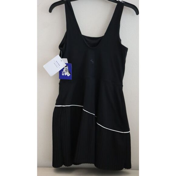 JoyLab 309-09-0910 Womens Sz S Black Knit Asymmetrical Pleated Active Mini Dress - Picture 2 of 16